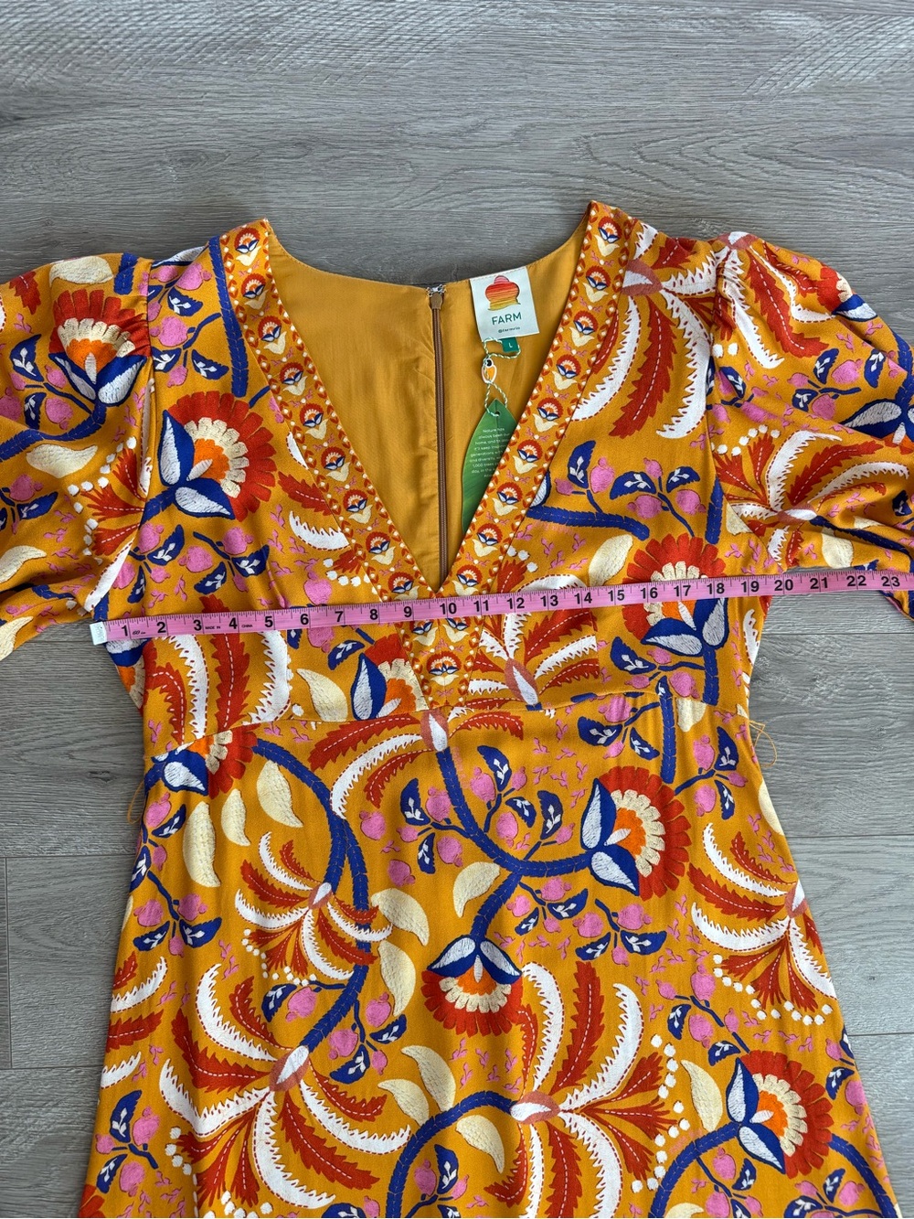 Farm Rio Yellow Palms Party Belted Dress Vibrant Colorful Resort Size Large - Picture 11 of 16